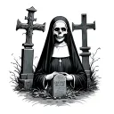 graveyard with a dead nun tattoo design idea