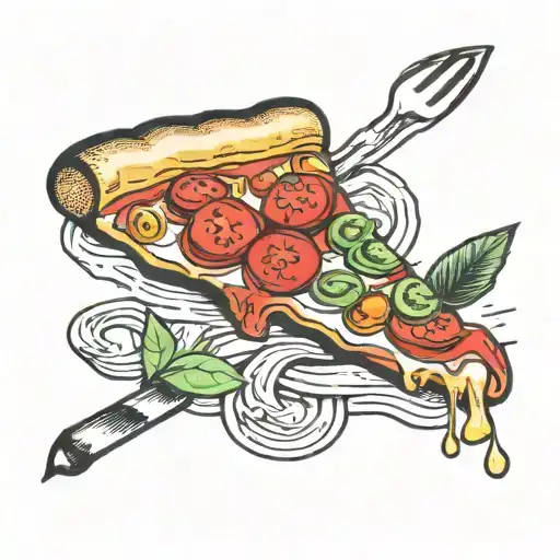pizza pasta tattoo design idea