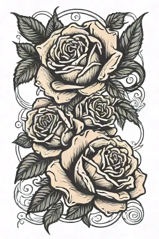 two big roses intertwined tattoo design idea