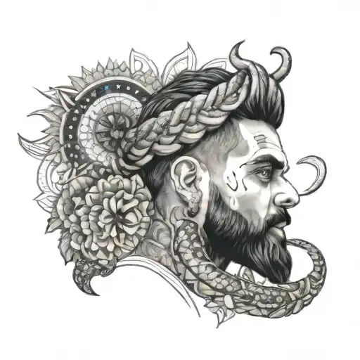 virat kohli mandala tattlo with a snake wrapped tattoo design idea