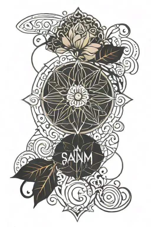 symbol of gratitude symbol incorporated with text 'Anam Cara'. Add tattoo on mental health tattoo design idea