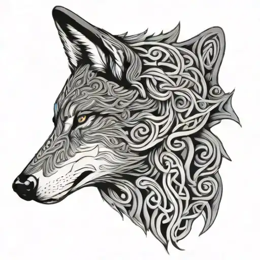 wolf head profile Celtic  tattoo design idea