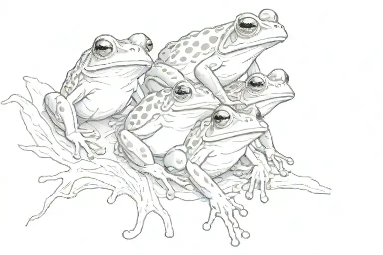 3 sibling frogs tattoo design idea
