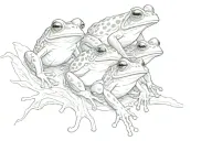 3 sibling frogs tattoo design idea