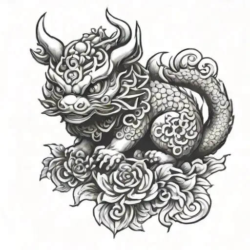 cute pixiu tattoo design idea