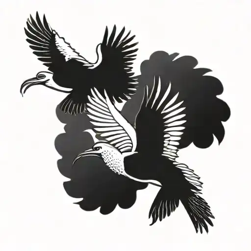 ibis birds soaring tattoo design idea