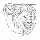 Lion and clock tattoo design idea