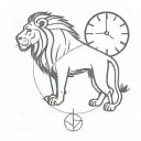 Lion and clock tattoo design idea