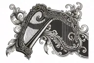 irish harp tattoo design idea