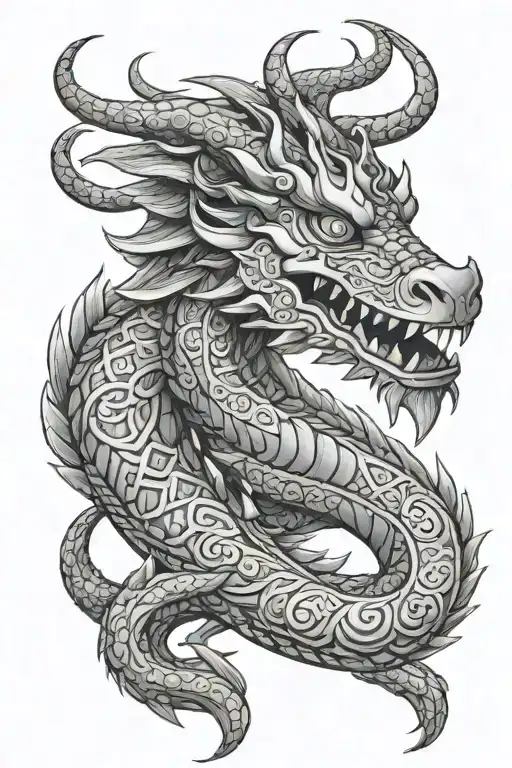 Aztec dragon wrapped around the arm  tattoo design idea