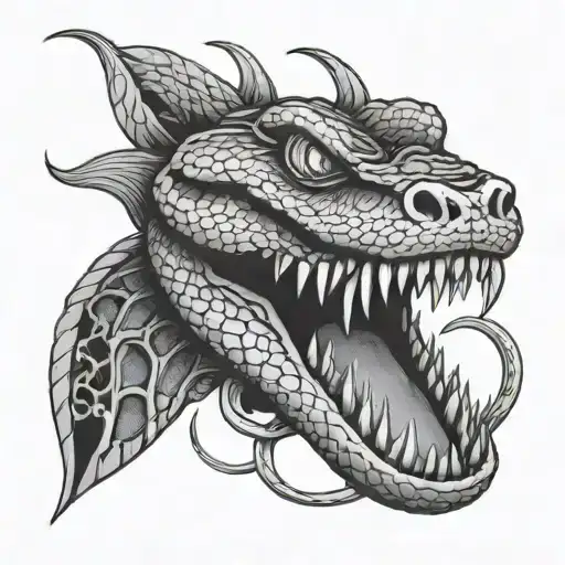 snake coiling round in black grey tattoo mouth open tattoo design idea
