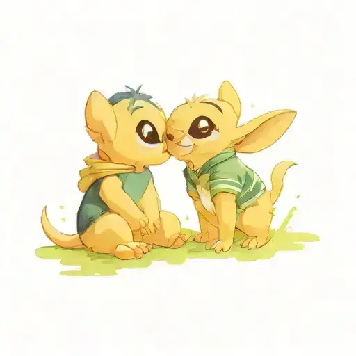 lilo and stitch in Greenbay packers jersey tattoo design idea