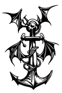 anchor hanging bat tattoo design idea