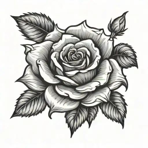 Western Rose tattoo design idea