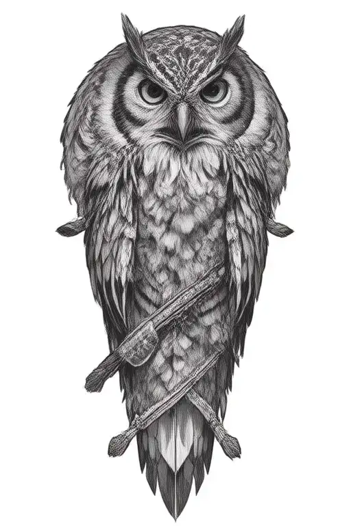 Cherokee Indian wizard owl tattoo design idea