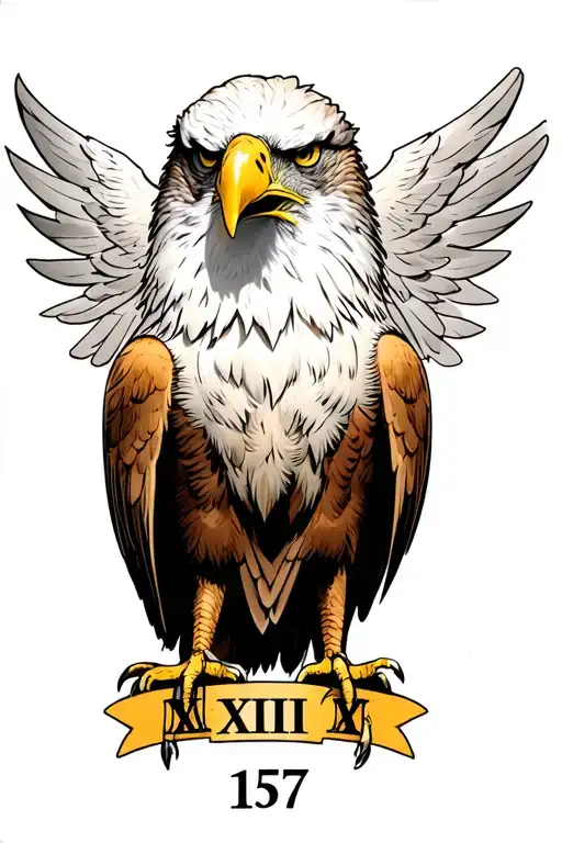 angry eagle had with roman numerals of 157 at the bottom  tattoo design idea