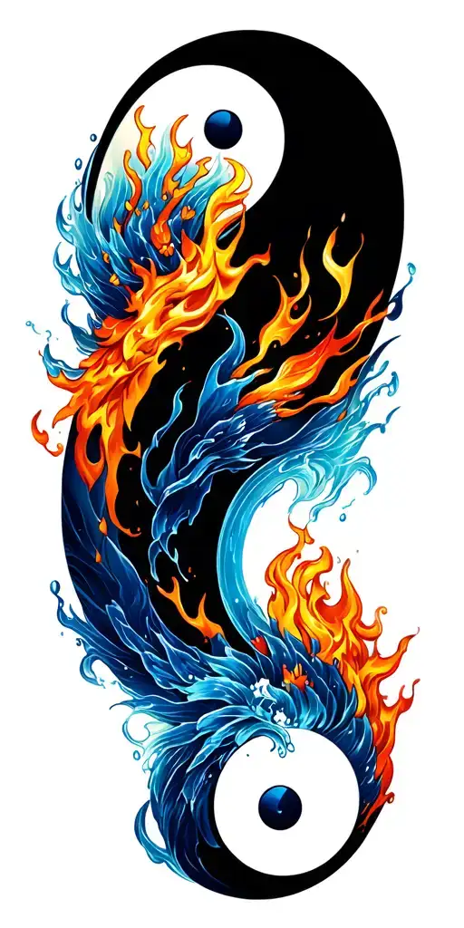 fire and ice yin yang symbol tattoo design idea