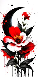 evening primrose, and crescent moon tattoo design idea