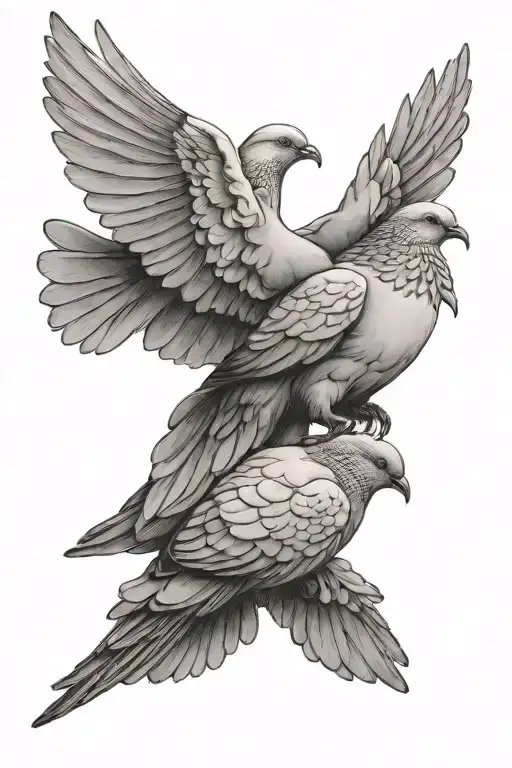 2 doves clouds forming the shape tattoo design idea