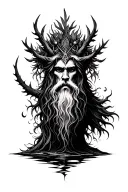 Druid mixed with nature tattoo design idea