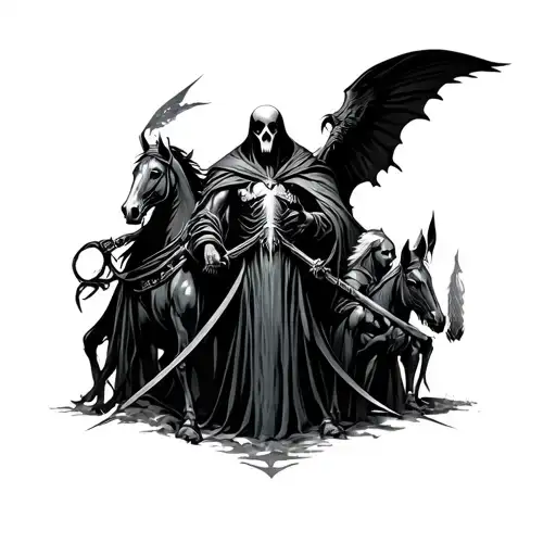 four horsemen apocalypse reaper tattoo design idea