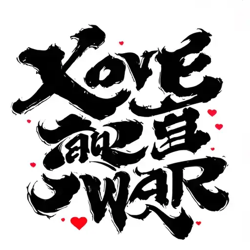love and war Japanese words tattoo design idea