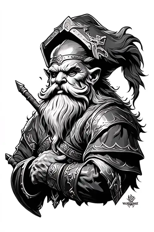 dwarfs from Warhammer fantasy arm sleeve tattoo design idea