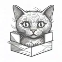 minimal black cat peeping from the box tattoo design idea