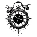 A clock with no hands, symbolizing timelessness and the idea that the present moment is more important than the past  tattoo design idea