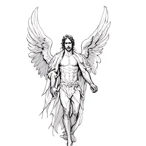 Protector Angel man tattoo design idea