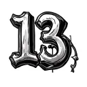 the number 13 in Roman numerals shaped like bones tattoo design idea