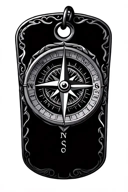 compass military dog tag tattoo design idea
