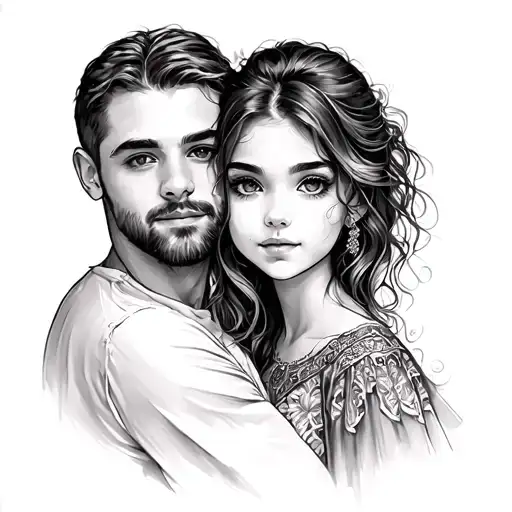 Father Daughter tattoo design idea