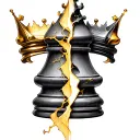 Half pawn converting to a half king with golden veins on both representing kintsugi art. tattoo design idea