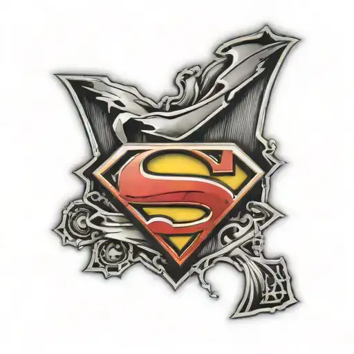 Superman logo steel plate tattoo design idea
