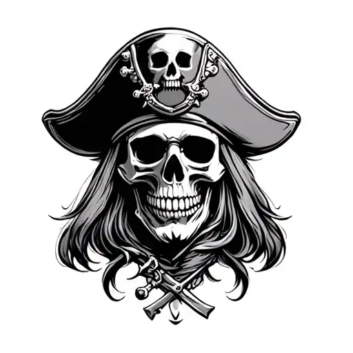 pirate captain king skull tattoo design idea