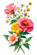 December, May, June and July birth flowers tattoo design idea