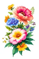 December, May, June and July birth flowers tattoo design idea
