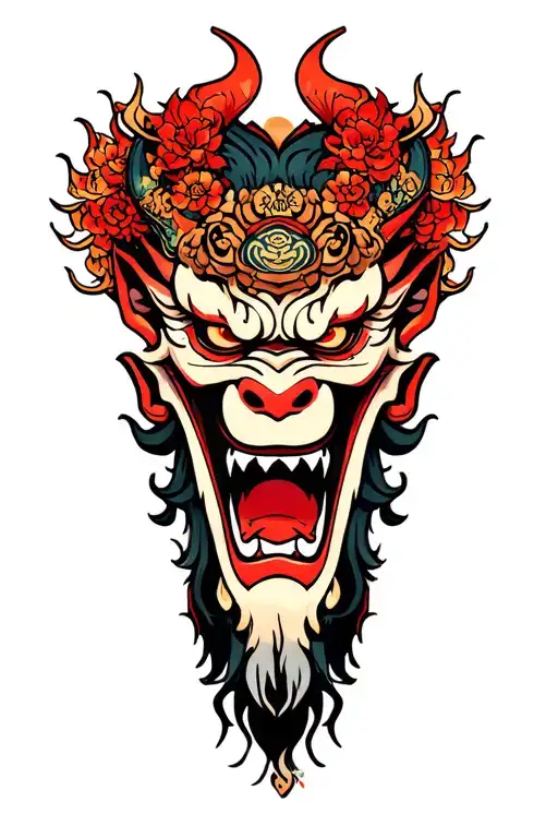 Oni Demon with hum tattoo design idea