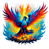 phoenix rising from ashes colorful tattoo design idea