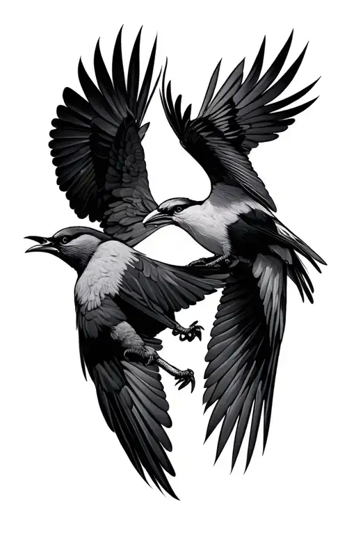 birds fighting each other tattoo design idea