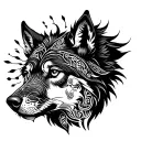 wolf with hmong influence tattoo design idea