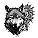 wolf with hmong influence tattoo design idea