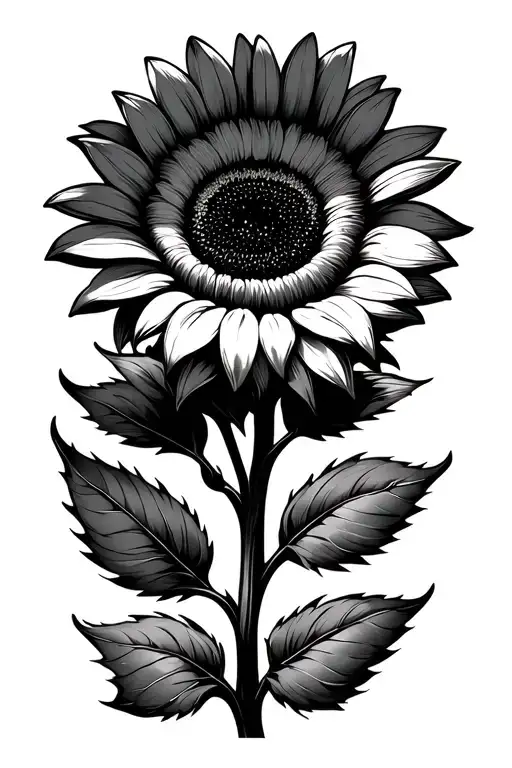 simple bold line sunflower. no stem and now leaves, just the flower, forward facing. no to minimal shading. happy vibes  tattoo design idea