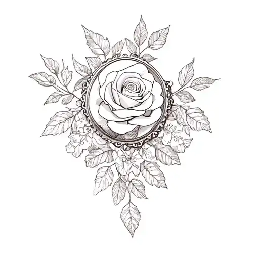 Victorian lace, Roses, neck, locket flowers leaves tattoo design idea