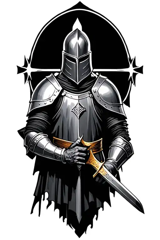 templar knight holding tattoo design idea