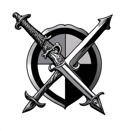 belmont family crest with alucards sword behind it tattoo design idea