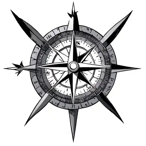 compass due north arrow tattoo design idea