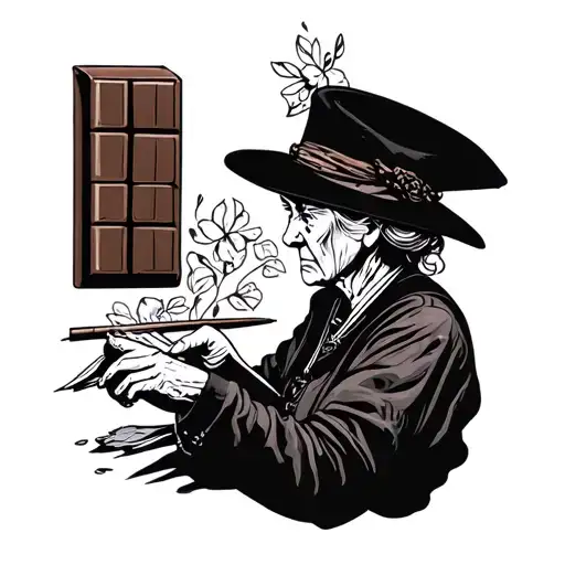 chocolate grandma writing tattoo design idea