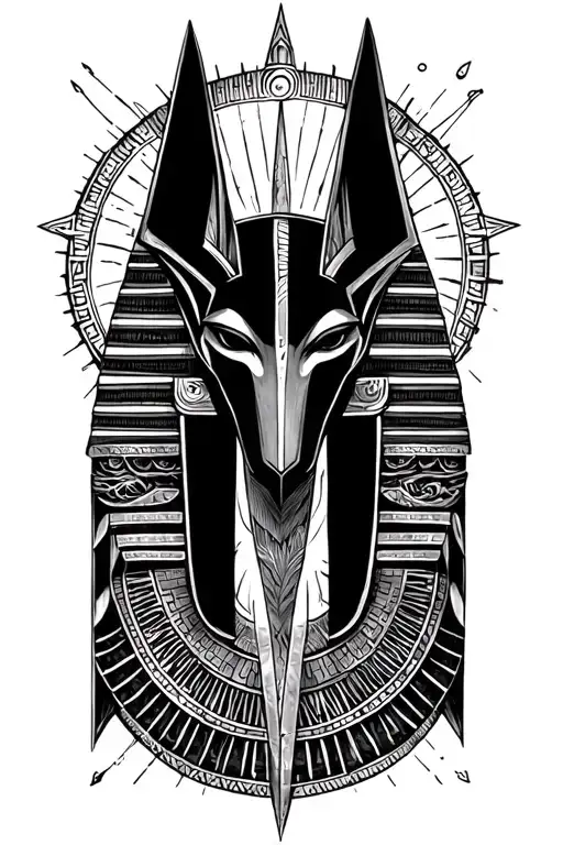 anubis egiptian god symbol in alchemy tattoo design idea
